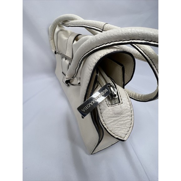 BCBG Cream Beige Purse Shoulder Bag Buckle Accent 3 Compartment Leather - Picture 5 of 16